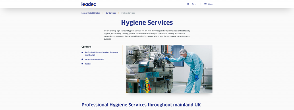 UK Industrial Cleaning and Food Hygiene Services
